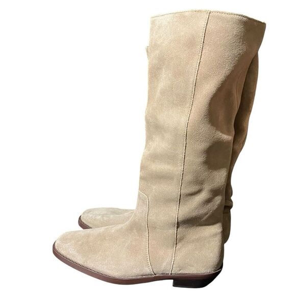 Madewell Boots WMNS 7 Beige Suede Antoine Tall Maple Seed Low Heel Capsule NN035 - Picture 5 of 10